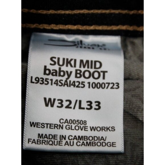 Silver Women Jeans Suki Baby Bootcut Dark Wash Denim Blue Size 32x33 - Picture 2 of 16